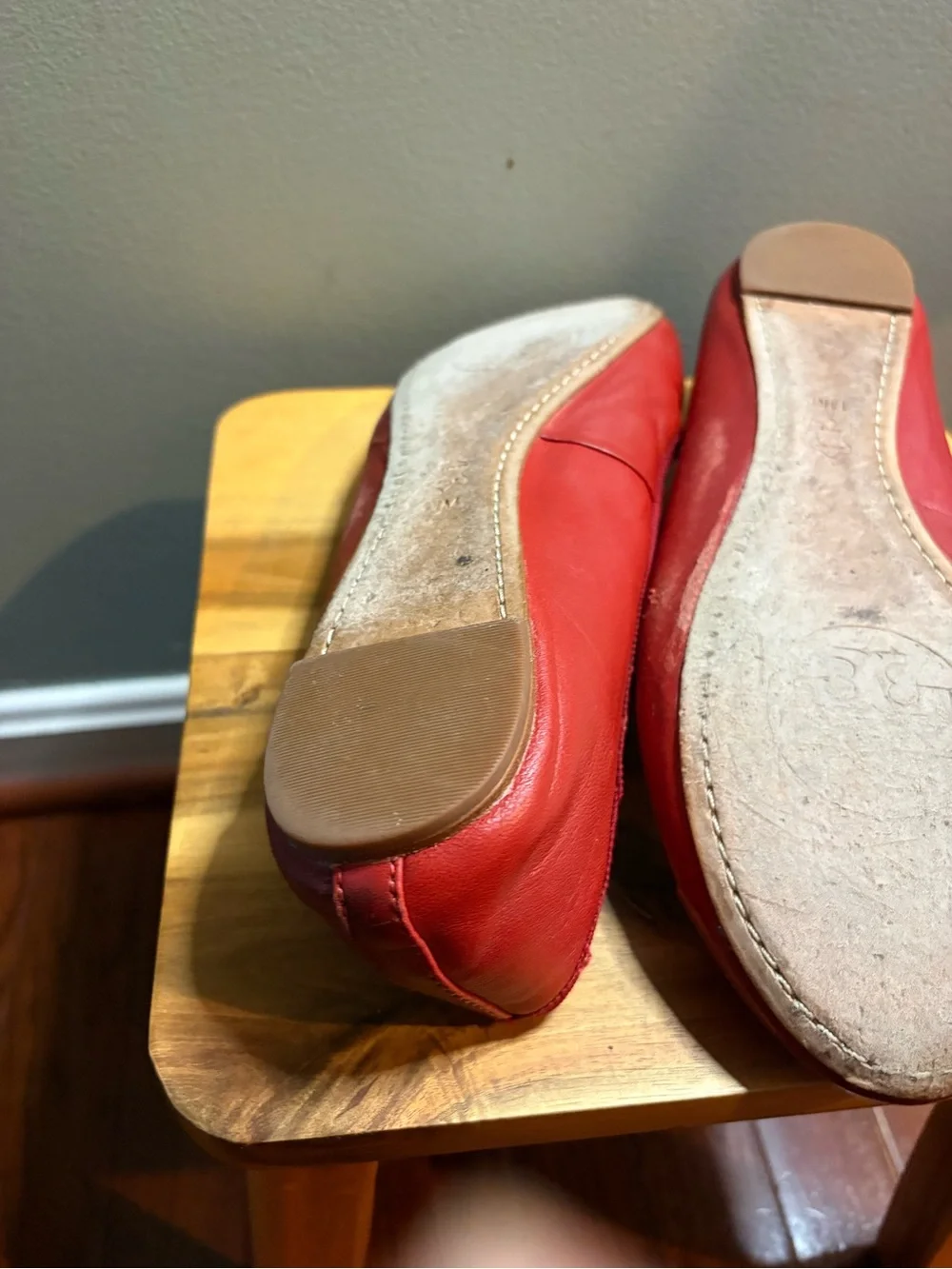 Tory Burch Red Patent Leather Logo Bow Flats